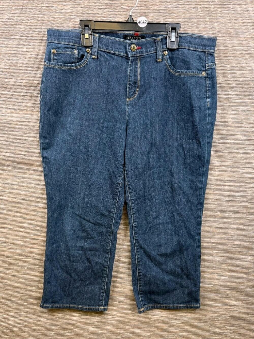Talbots 12P Stretch Denim Slim Crop Jeans Blue Classic Straight Fit Casual Pants
